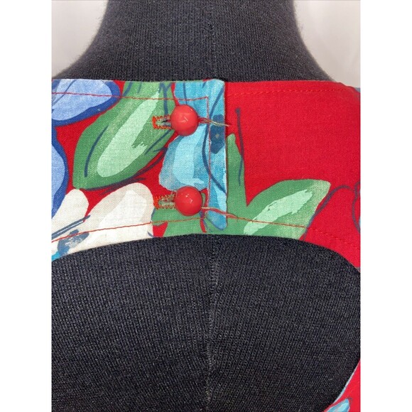 CGJ Vintage 80s Blue Floral Midi Button Dress Size 7 - Picture 9 of 16